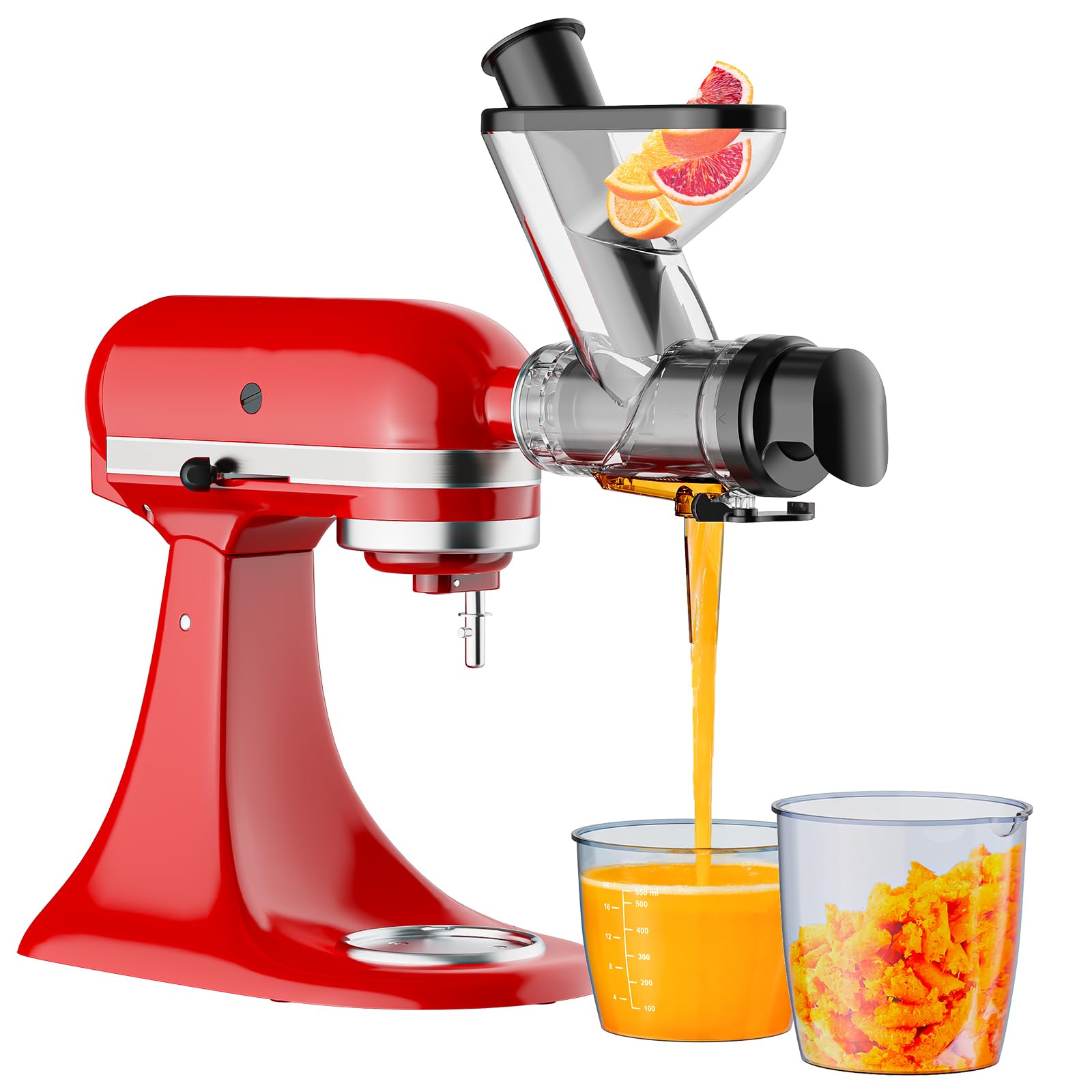 Kitchenaid Mixer Hand Mixer - อุปกรณ์เสริมเครื่องคั้นน้ำผลไม้แบบเคี้ยวบดสำหรับเครื่องผสมอาหารแบบตั้งโต๊ะ KitchenAid เครื่องคั้นน้ำผลไม้แบบสกัดเย็นแบบช้าพร้อมช่องป้อนแบบคู่