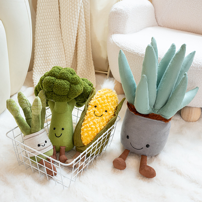 Corn Dog Stick - ตุ๊กตาผ้าขนนุ่ม หลายแบบ บรอกโคลี ข้าวโพด หน่อไม้ฝรั่ง ว่านหางจระเข้...