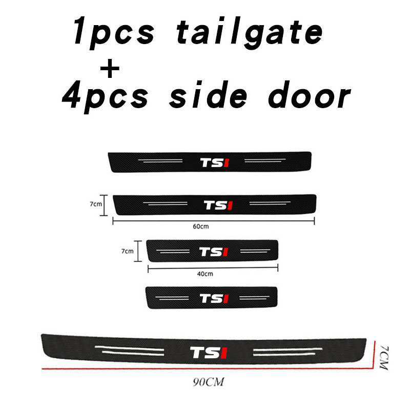 Crepe Pan Carbon - แผ่นป้องกันขอบประตูรถยนต์ สติ๊กเกอร์สำหรับ Volkswagen VW TSI TDI